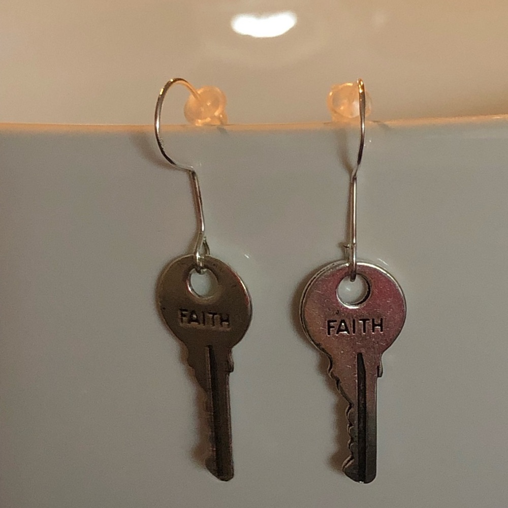 Handmade faith key earrings